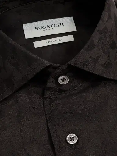Bugatchi Men's Alvin Woven Shaped Cotton Shirt - Black - Size XXL | Thumbnail 5