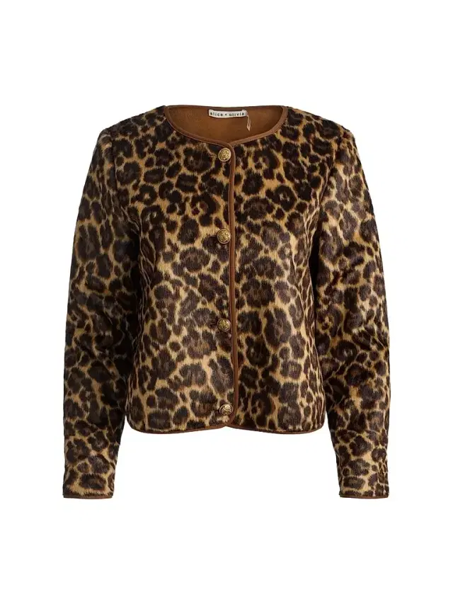 Alice + Olivia Women's Alma Leopard Print Faux-Fur Cardigan - Spotted Leopard