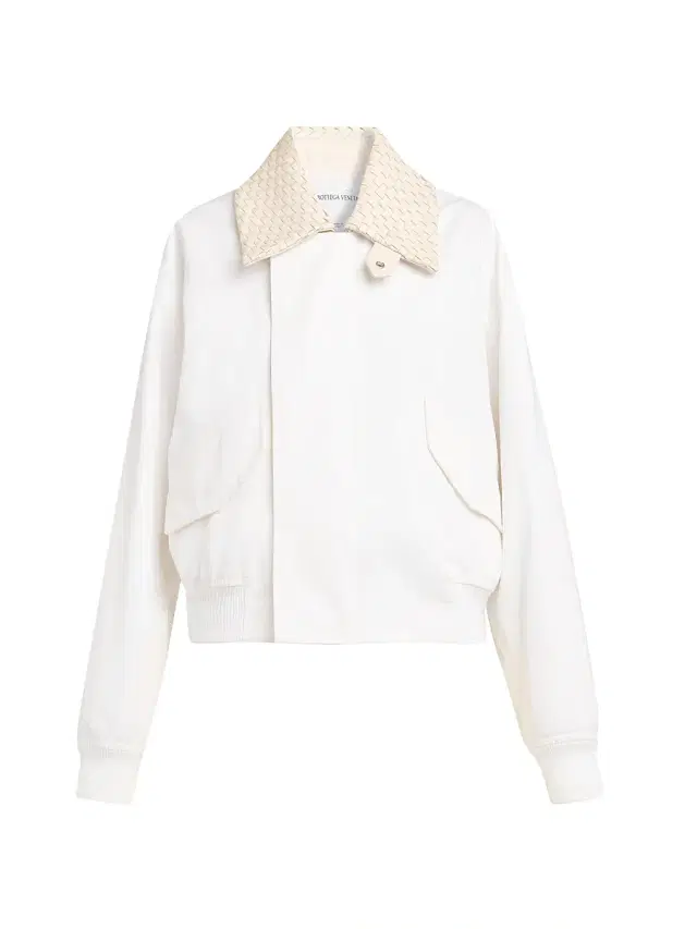 Bottega Veneta Women's Intrecciato-Collar Cotton Blouson Jacket - White