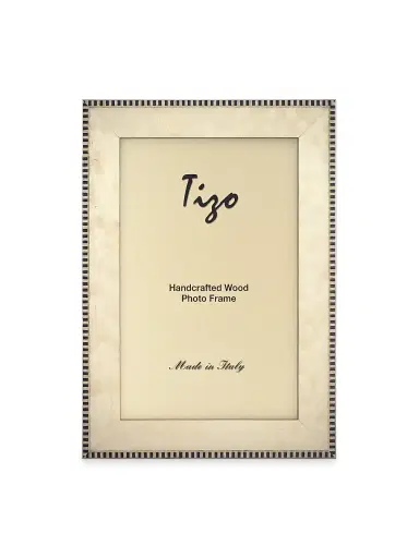 Tizo Inlaid Wood Checkered Frame - White - Size 5 x 7 | Thumbnail 1
