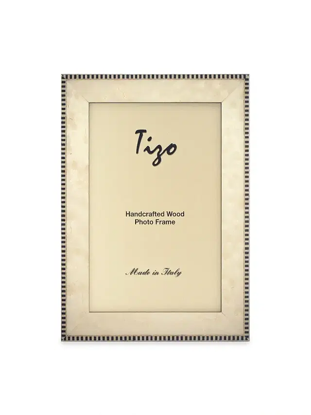 Tizo Inlaid Wood Checkered Frame - White - Size 5 x 7