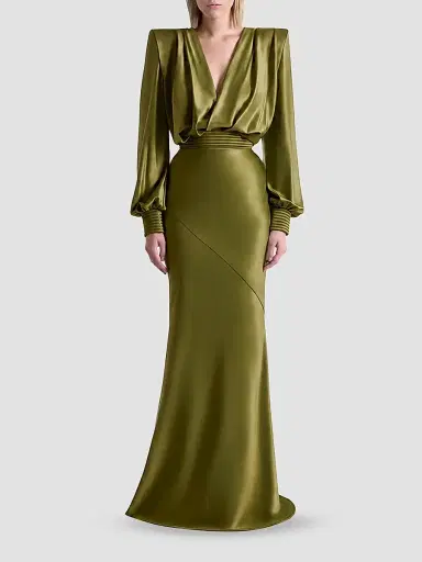Zhivago Women's Betsy Mixed-Media Gown - Khaki - Size 8 | Thumbnail 2