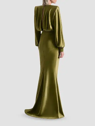 Zhivago Women's Betsy Mixed-Media Gown - Khaki - Size 8 | Thumbnail 3