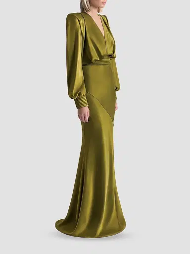 Zhivago Women's Betsy Mixed-Media Gown - Khaki - Size 8 | Thumbnail 4