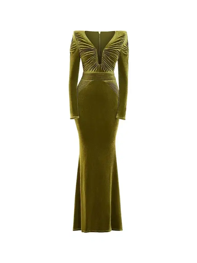 Zhivago Women's Betsy Mixed-Media Gown - Khaki - Size 8