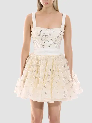 Zhivago Women's Doll Sequin-Embellished A-Line Mini Dress - Ivory - Size 14 | Thumbnail 2