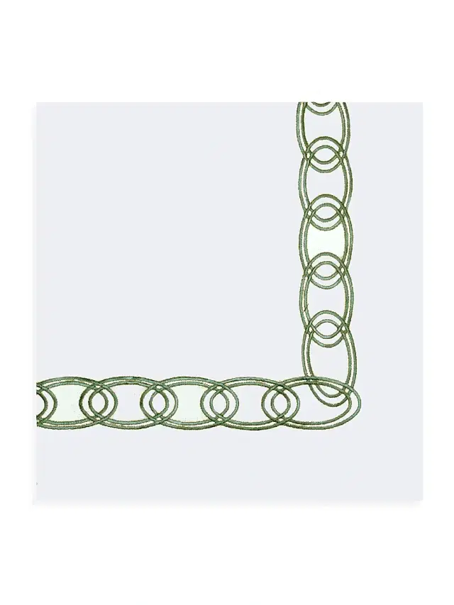 Nomi K Chain Border Linen Napkin Set of 4 - Green