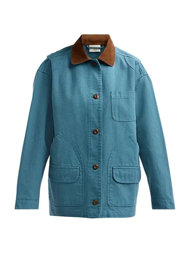 DÔEN Women's Pascale Contrast Collar Jacket - Caspian Blue