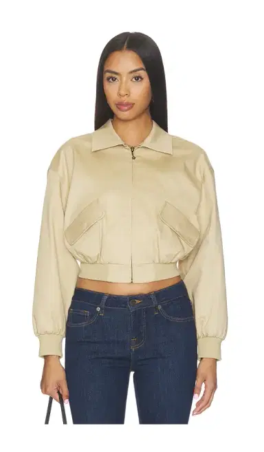 GOOD AMERICAN The Twill Cropped Bomber | Thumbnail 2