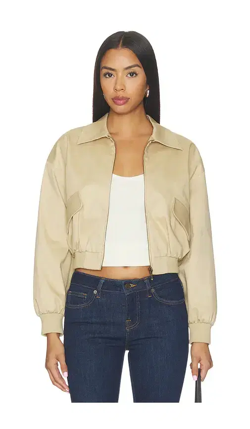 GOOD AMERICAN The Twill Cropped Bomber