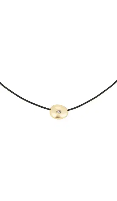 Ettika Polished Pebble Black Leather Pendant Necklace | Thumbnail 2