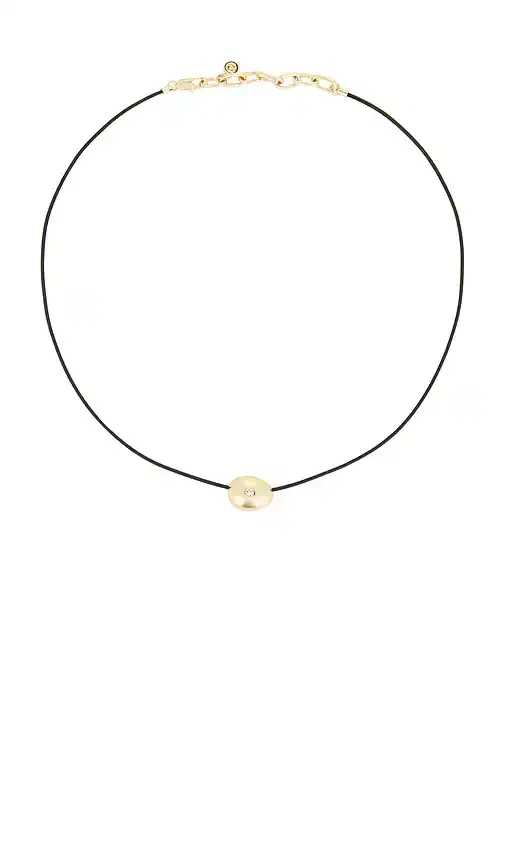 Ettika Polished Pebble Black Leather Pendant Necklace