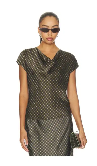 Vince Ombre Plaid On Cowl Neckcap Sleeveless Blouse | Thumbnail 1