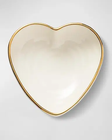AERIN Ribbed 24K-Gold Rim Heart Dish | Thumbnail 2 AERIN Ribbed 24K-Gold Rim Heart Dish | Thumbnail 2