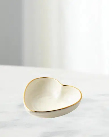 AERIN Ribbed 24K-Gold Rim Heart Dish | Thumbnail 1 AERIN Ribbed 24K-Gold Rim Heart Dish | Thumbnail 1