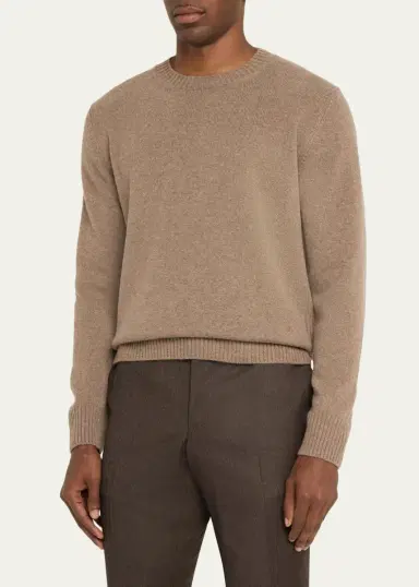 Bergdorf Goodman Men's Rib Baby Cashmere Pullover | Thumbnail 4