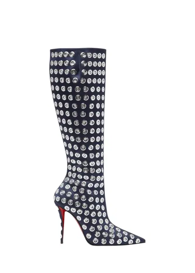 Christian Louboutin 100mm Miss Z Crystal Silk Knee Boots
