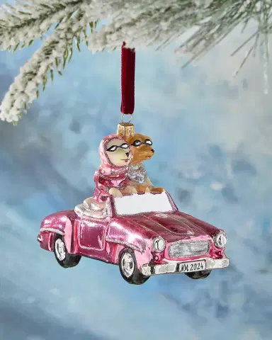 Exclusive Dogs in Pink Cabrio Christmas Ornament | Thumbnail 1