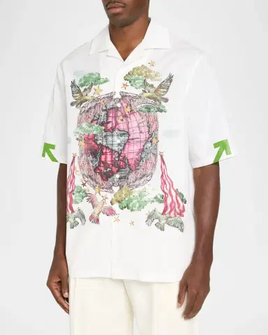 Off-White Men's Dream World Poplin Short-Sleeve Shirt | Thumbnail 4 Off-White Men's Dream World Poplin Short-Sleeve Shirt | Thumbnail 4