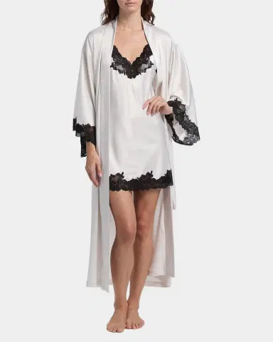 Natori Peony Glamour Lace-Trim Robe | Thumbnail 2