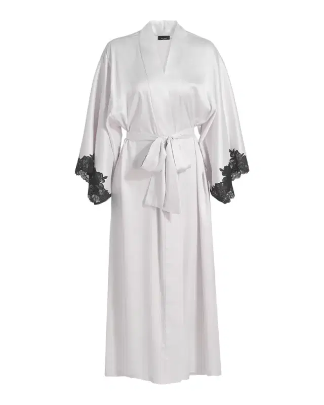 Natori Peony Glamour Lace-Trim Robe