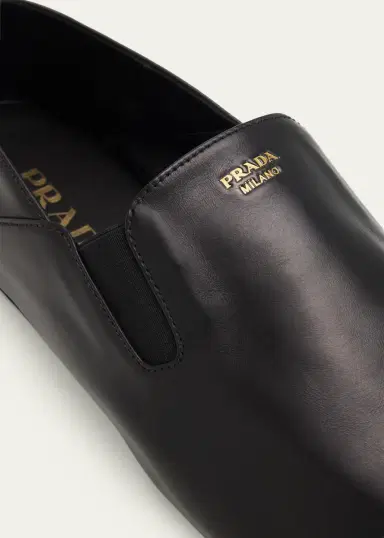 Prada Men's Leather Slip-On Loafers | Thumbnail 5