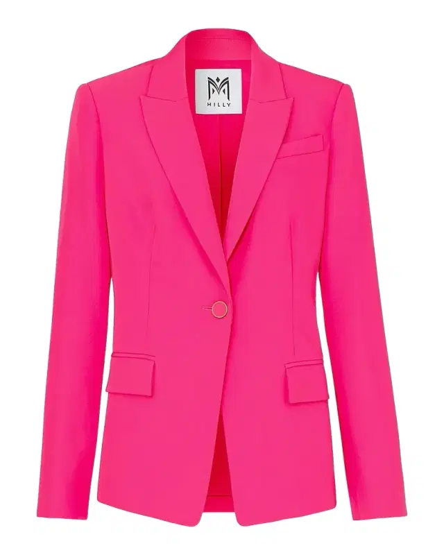 Milly Avery Single-Button Cady Blazer