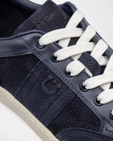 Ferragamo Men's Sergio Leather Gancio Low-Top Sneakers | Thumbnail 3