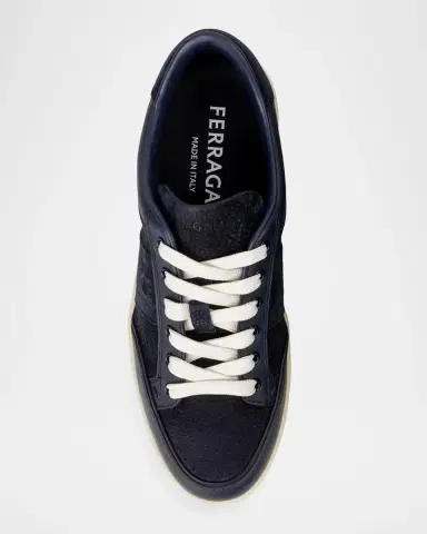 Ferragamo Men's Sergio Leather Gancio Low-Top Sneakers | Thumbnail 4