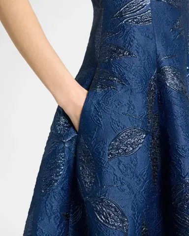Talbot Runhof Peony Jacquard Sleeveless Short Dress | Thumbnail 5 Talbot Runhof Peony Jacquard Sleeveless Short Dress | Thumbnail 5