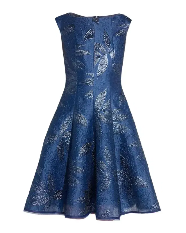 Talbot Runhof Peony Jacquard Sleeveless Short Dress