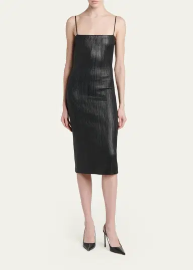 Tom Ford Fluted Leather Sleeveless Midi Dress | Thumbnail 2