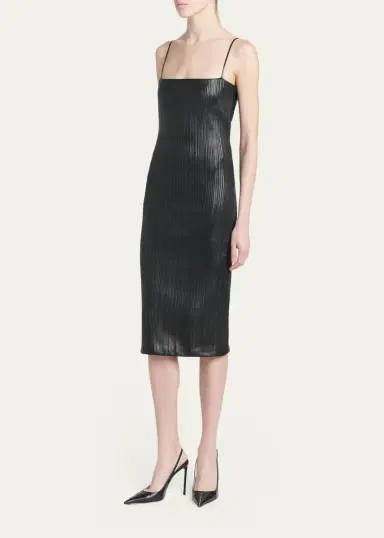 Tom Ford Fluted Leather Sleeveless Midi Dress | Thumbnail 4