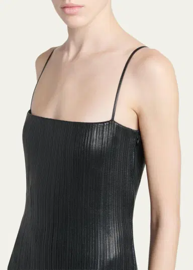 Tom Ford Fluted Leather Sleeveless Midi Dress | Thumbnail 5