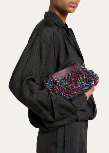 Dries Van Noten Small Ruffle-Embroidered Clutch Bag | Thumbnail 2