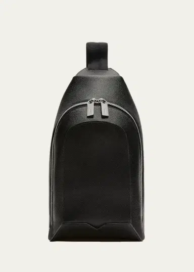 Valextra Men's V-Line Core Leather One-Shoulder Sling Backpack | Thumbnail 3