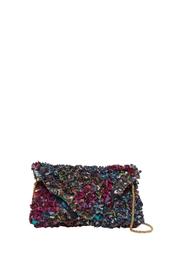 Dries Van Noten Small Ruffle-Embroidered Pouch Bag