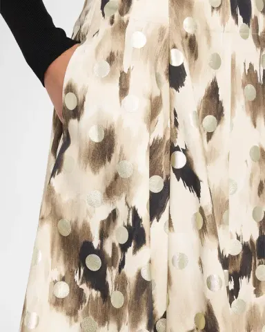 Lela Rose Ikat Metallic Polka-Dot Print Midi Skirt | Thumbnail 5