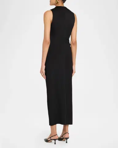 Lela Rose 3D Metallic Flower Draped Jersey Midi Dress | Thumbnail 3 Lela Rose 3D Metallic Flower Draped Jersey Midi Dress | Thumbnail 3