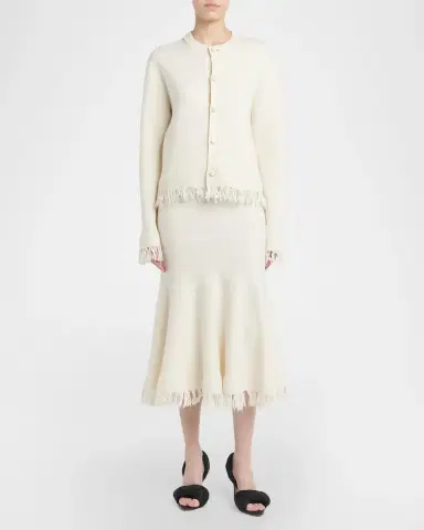 Bottega Veneta Wool Knit Fringe Midi Trumpet Skirt | Thumbnail 2 Bottega Veneta Wool Knit Fringe Midi Trumpet Skirt | Thumbnail 2