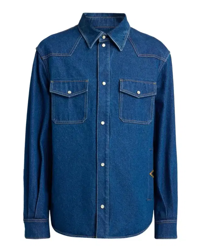 Valentino Garavani Men's VGold-Pocket Denim Western Shirt