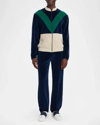Valentino Garavani Men's Jersey V-Motif Full-Zip Sweatshirt | Thumbnail 2