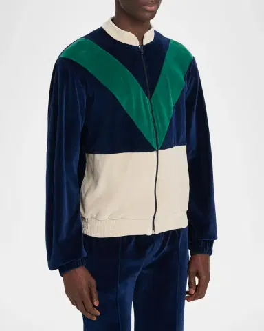 Valentino Garavani Men's Jersey V-Motif Full-Zip Sweatshirt | Thumbnail 4