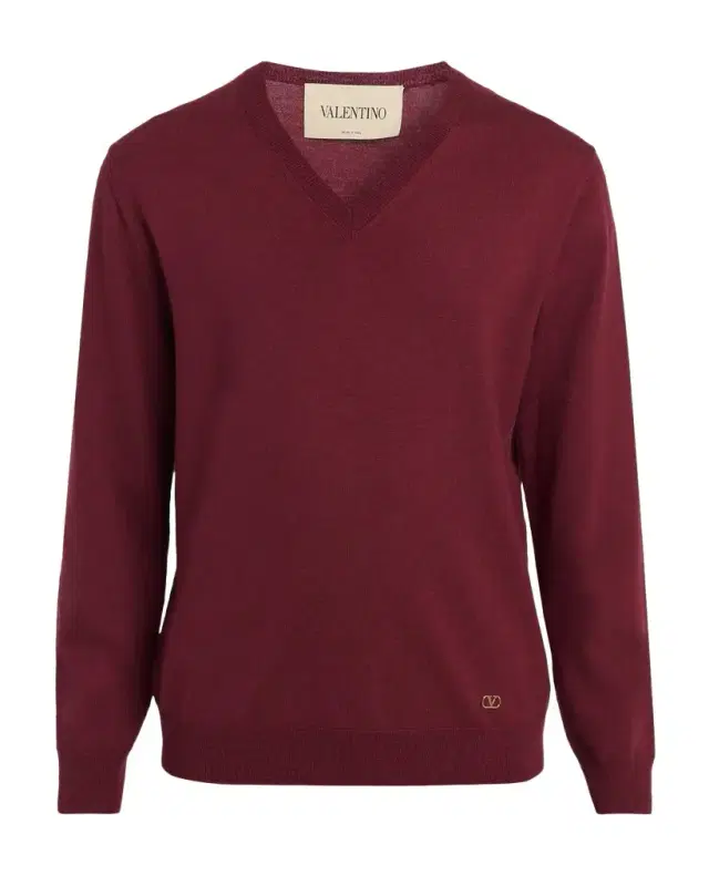 Valentino Garavani Men's Wool Vlogo V-Neck Sweater