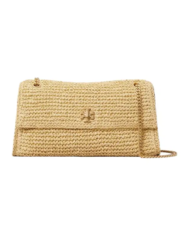 Tory Burch Kira Turnlock Raffia Shoulder Bag