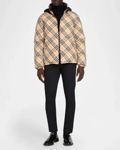 Burberry Men's Reversible Check Snowdon Down Puffer Jacket | Thumbnail 2 Burberry Men's Reversible Check Snowdon Down Puffer Jacket | Thumbnail 2