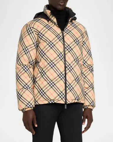 Burberry Men's Reversible Check Snowdon Down Puffer Jacket | Thumbnail 4 Burberry Men's Reversible Check Snowdon Down Puffer Jacket | Thumbnail 4