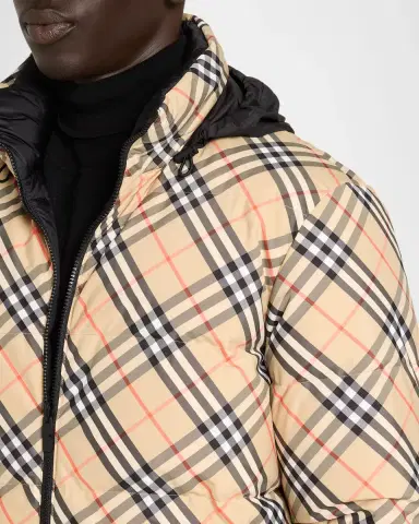 Burberry Men's Reversible Check Snowdon Down Puffer Jacket | Thumbnail 5 Burberry Men's Reversible Check Snowdon Down Puffer Jacket | Thumbnail 5
