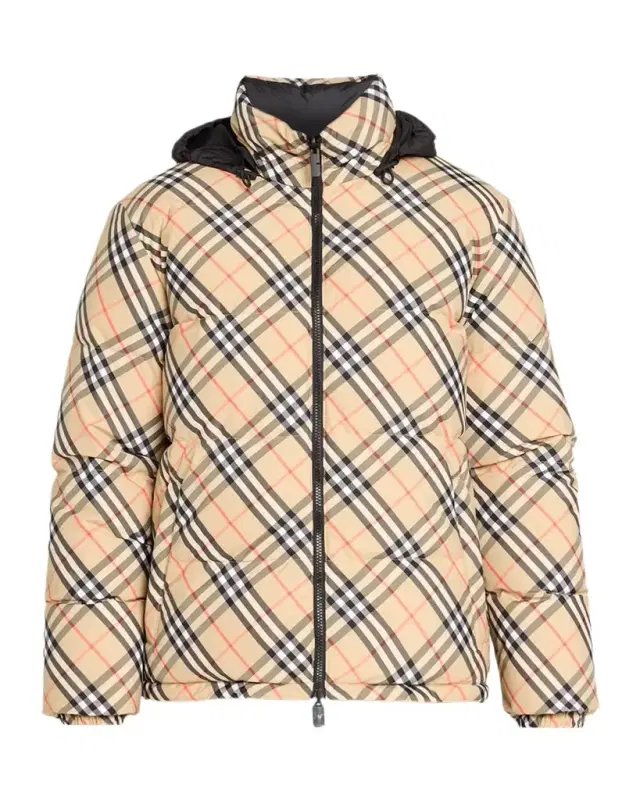 Burberry Men's Reversible Check Snowdon Down Puffer Jacket