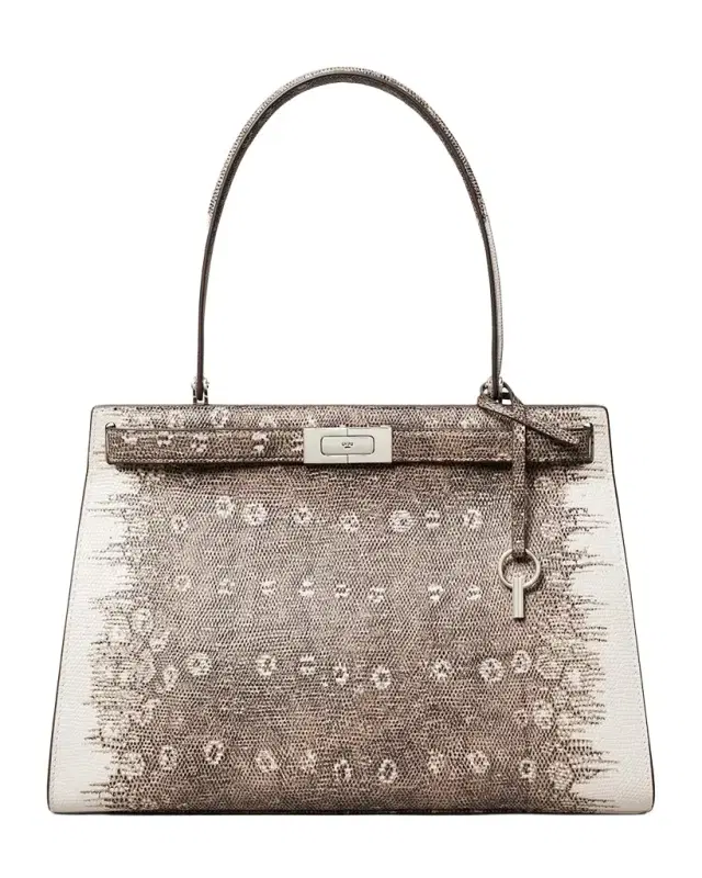 Tory Burch Classic Lee Radziwill Lizard-Embossed Top-Handle Bag